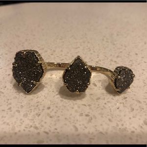 Kendra Scott- Naomi Double Ring In Platinum Drusy